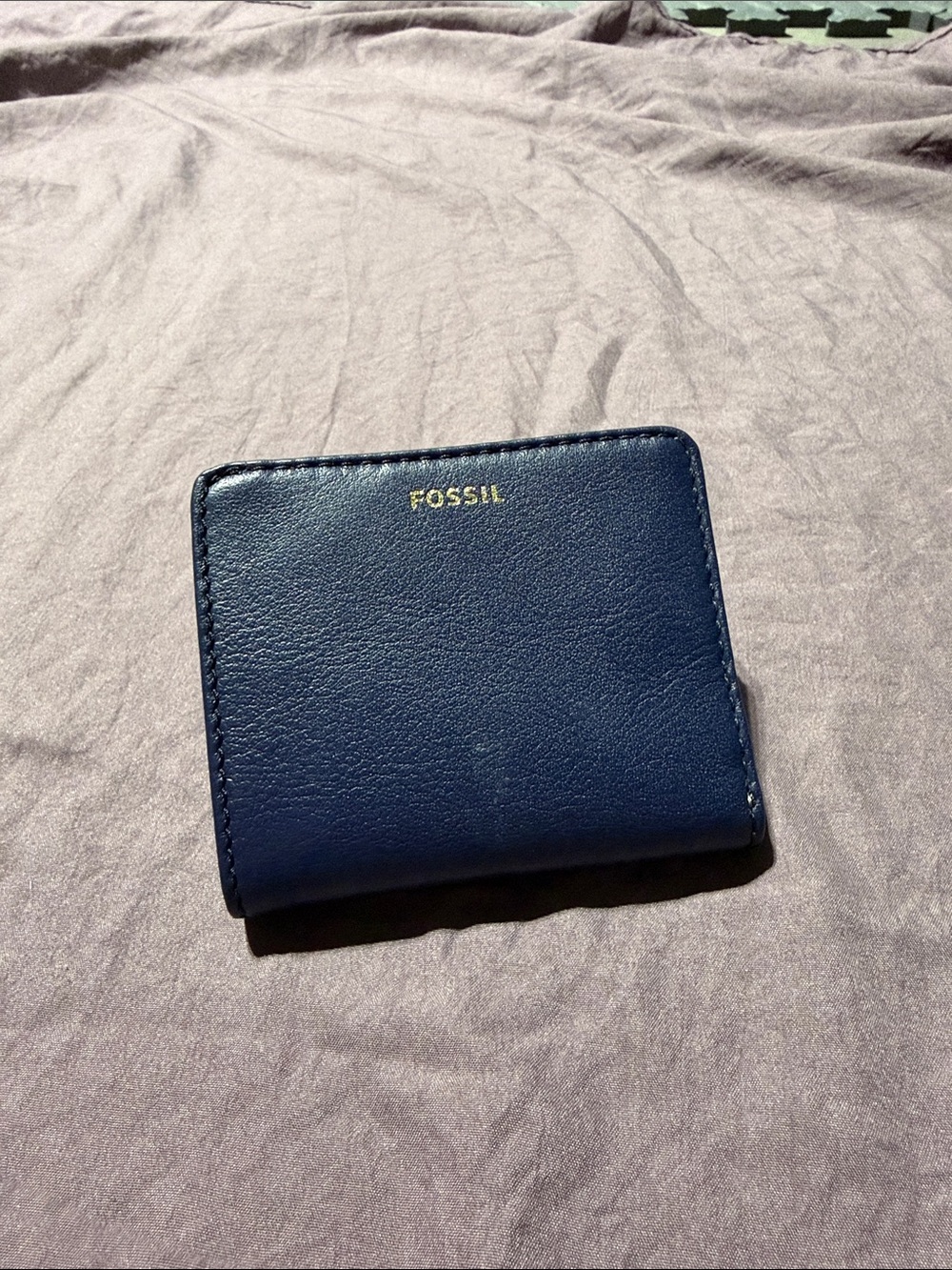 Fossil Navy Leather Bifold Card Holder